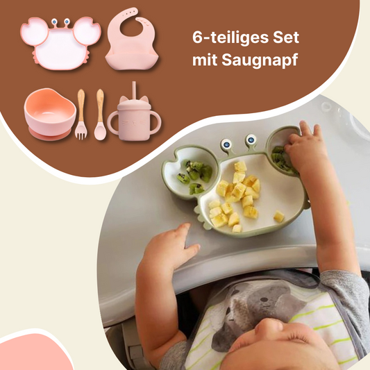 Silikongeschirr-Set mit Saugnapf - sauberes Essvergnügen für Kids